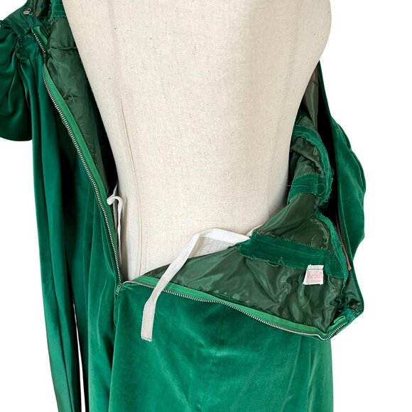 Vtg 1950s Kay Selig Emerald Green Velvet Evening Tea Length Dress Satin Bow Back - Picture 13 of 14